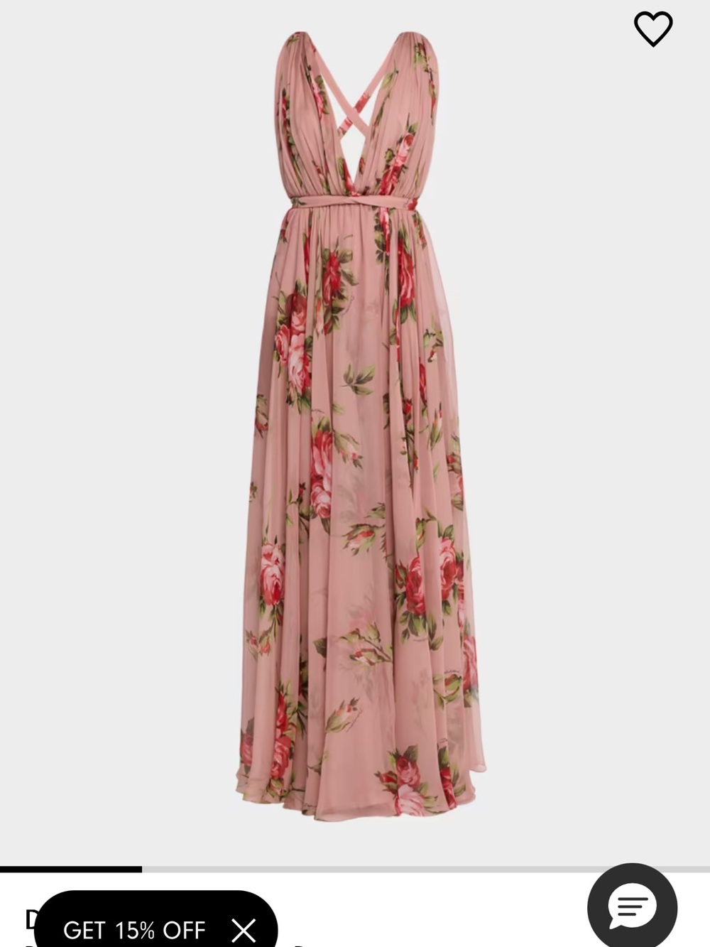 Dolce & Gabbana Pink Floral V-Neck Maxi Dress